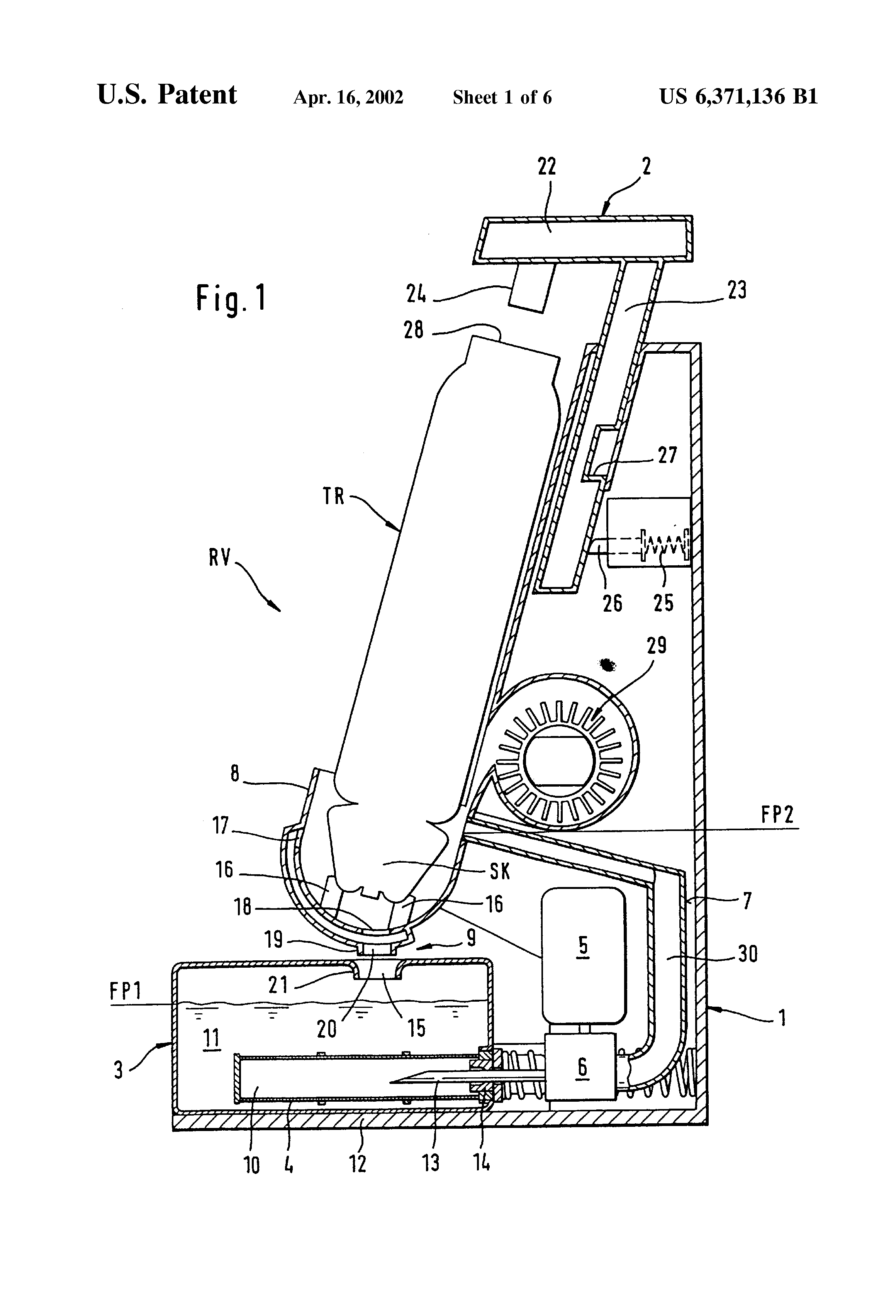 US6371136B1 FIG. 1