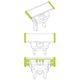 Pantone 382 C lime green on razor blade back/edges Pantone 382 C lime green on razor blade back/edges
